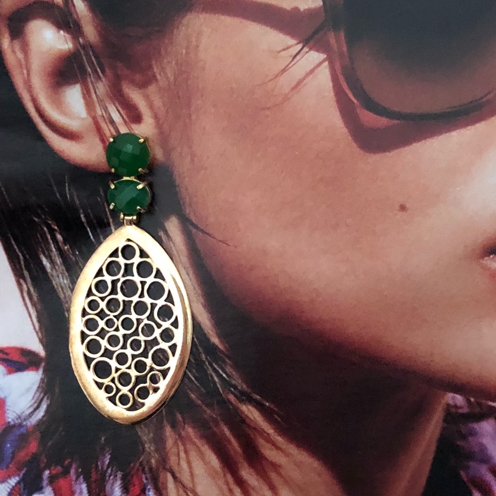 18k gold plated jade earrings